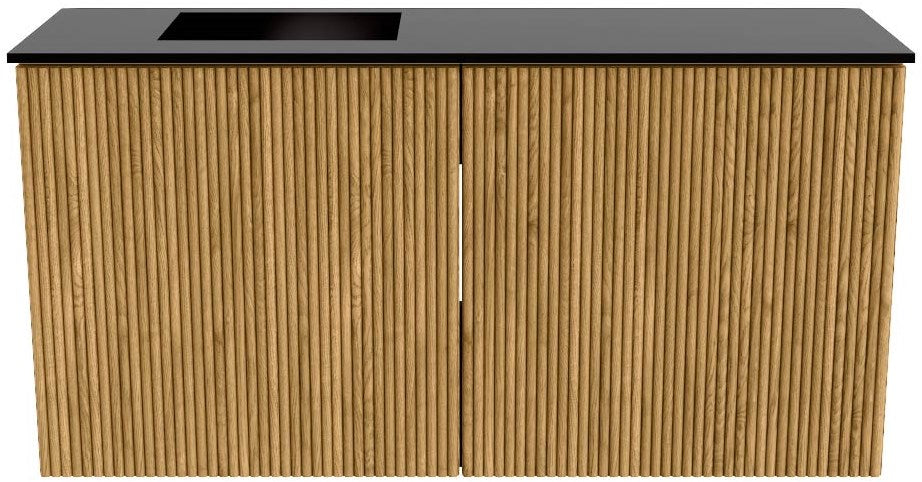 JOYA 80cm toiletmeubel kleur Oak. Wastafel FAYE positie Links Zonder kraangat kleur Urban.
