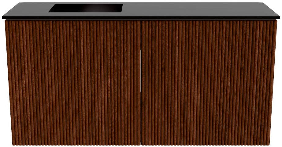 JOYA 80cm toiletmeubel kleur Ruby. Wastafel FAYE positie Links Zonder kraangat kleur Urban.