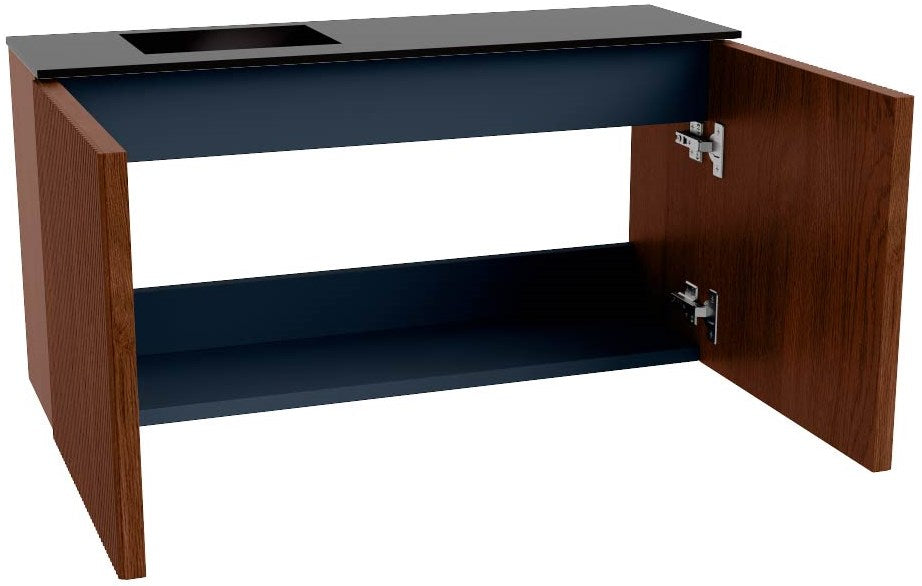 JOYA 80cm toiletmeubel kleur Ruby. Wastafel FAYE positie Links Zonder kraangat kleur Urban.
