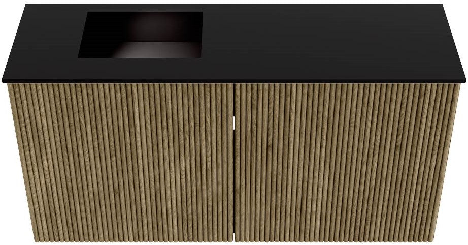 JOYA 80cm toiletmeubel kleur Dusk. Wastafel FAYE positie Links 1 kraangat kleur Urban.