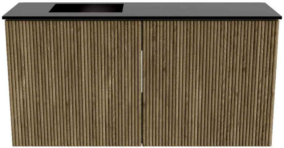 JOYA 80cm toiletmeubel kleur Dusk. Wastafel FAYE positie Links 1 kraangat kleur Urban.