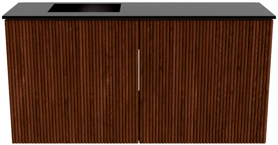 JOYA 80cm toiletmeubel kleur Ruby. Wastafel FAYE positie Links 1 kraangat kleur Urban.