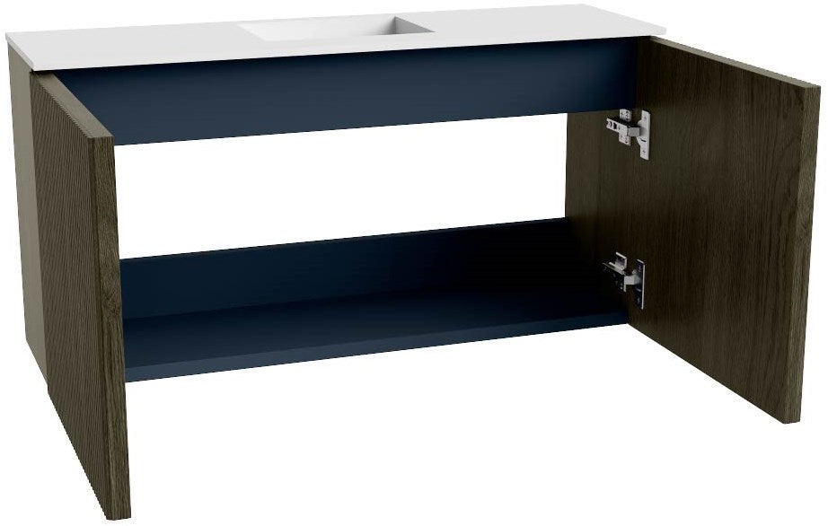 JOYA 80cm toiletmeubel kleur Shadow. Wastafel FAYE positie Midden Zonder kraangat kleur Talc.