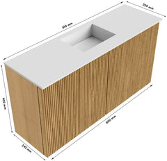 JOYA 80cm toiletmeubel kleur Oak. Wastafel FAYE positie Midden 1 kraangat kleur Urban.