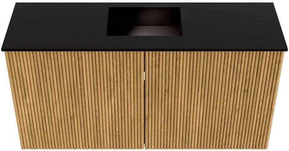 JOYA 80cm toiletmeubel kleur Oak. Wastafel FAYE positie Midden 1 kraangat kleur Urban.
