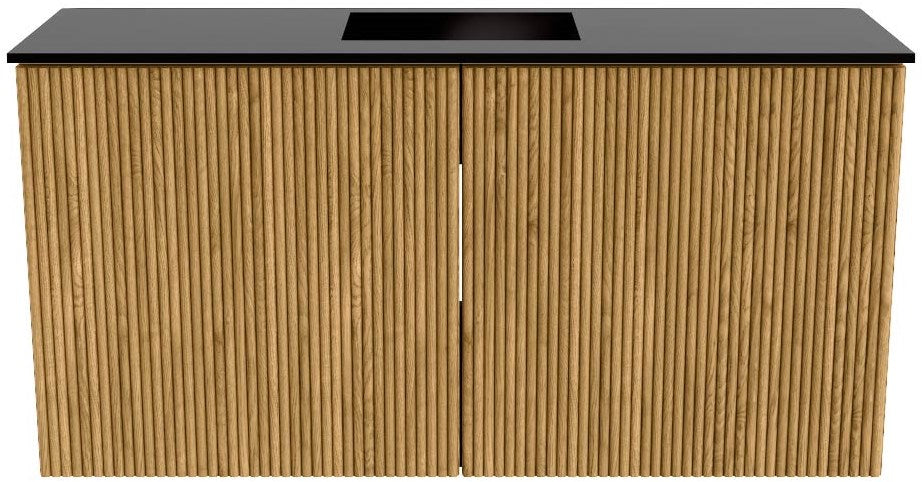 JOYA 80cm toiletmeubel kleur Oak. Wastafel FAYE positie Midden 1 kraangat kleur Urban.