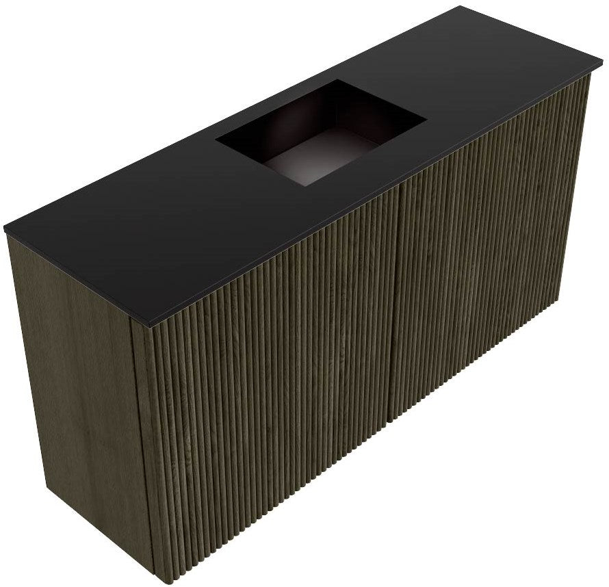 JOYA 80cm toiletmeubel kleur Shadow. Wastafel FAYE positie Midden 1 kraangat kleur Urban.