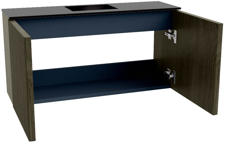 JOYA 80cm toiletmeubel kleur Shadow. Wastafel FAYE positie Midden 1 kraangat kleur Urban.