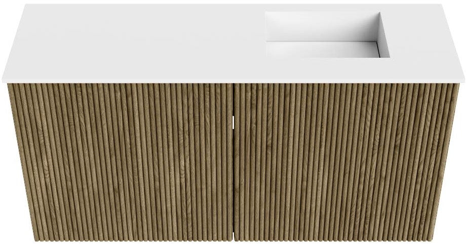 JOYA 80cm toiletmeubel kleur Dusk. Wastafel FAYE positie Rechts Zonder kraangat kleur Talc.