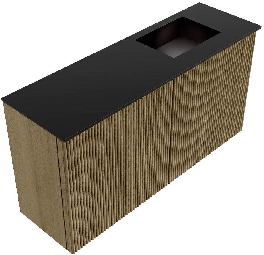 JOYA 80cm toiletmeubel kleur Dusk. Wastafel FAYE positie Rechts Zonder kraangat kleur Urban.
