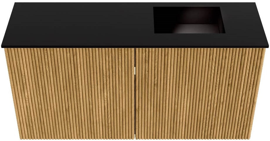 JOYA 80cm toiletmeubel kleur Oak. Wastafel FAYE positie Rechts Zonder kraangat kleur Urban.