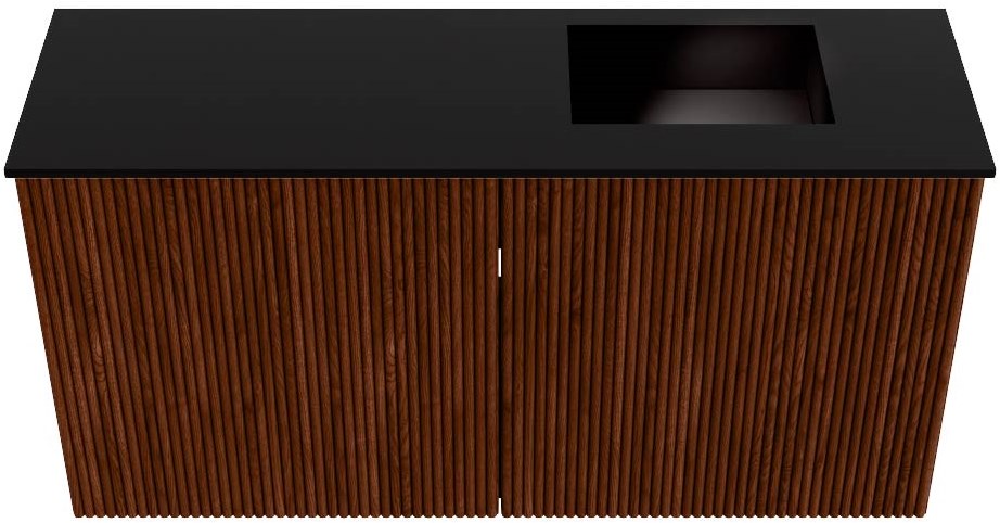 JOYA 80cm toiletmeubel kleur Ruby. Wastafel FAYE positie Rechts Zonder kraangat kleur Urban.
