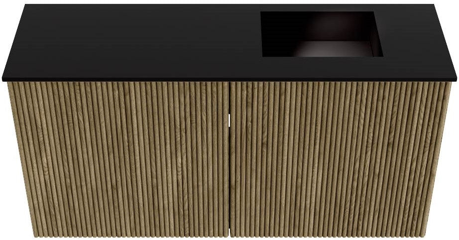 JOYA 80cm toiletmeubel kleur Dusk. Wastafel FAYE positie Rechts 1 kraangat kleur Urban.