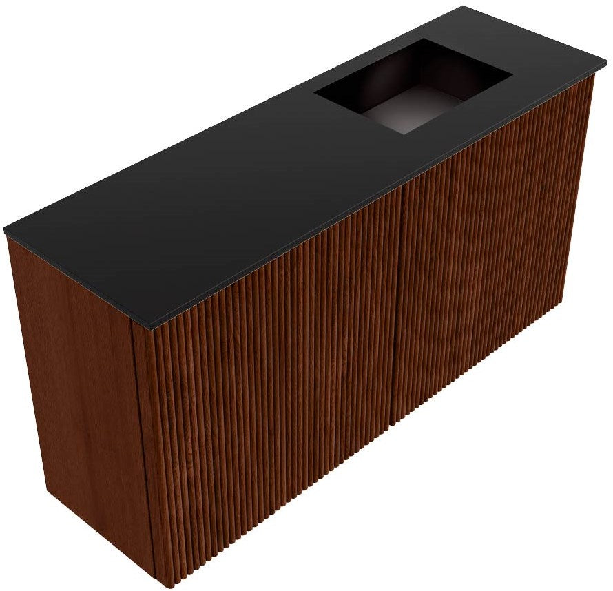 JOYA 80cm toiletmeubel kleur Ruby. Wastafel FAYE positie Rechts 1 kraangat kleur Urban.