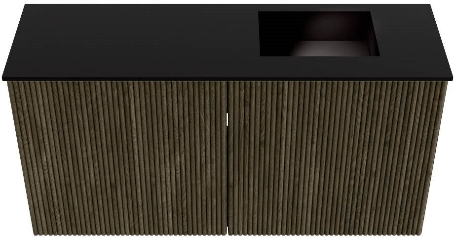 JOYA 80cm toiletmeubel kleur Shadow. Wastafel FAYE positie Rechts 1 kraangat kleur Urban.