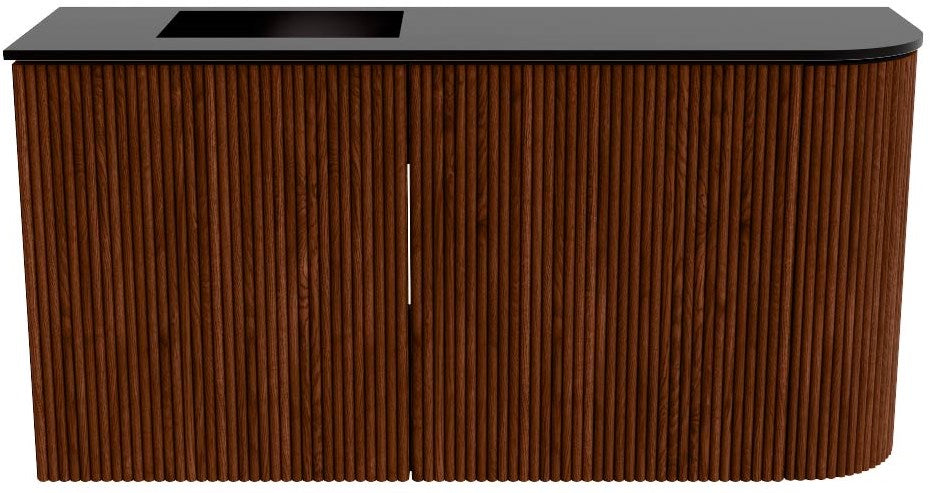 JOYA 81,6cm toiletmeubel ronding rechts kleur Ruby. Wastafel FAYE positie Links Zonder kraangat kleur Urban.