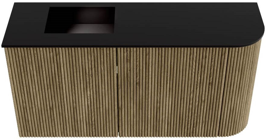 JOYA 81,6cm toiletmeubel ronding rechts kleur Dusk. Wastafel FAYE positie Links 1 kraangat kleur Urban.