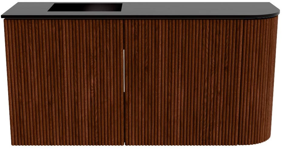 JOYA 81,6cm toiletmeubel ronding rechts kleur Ruby. Wastafel FAYE positie Links 1 kraangat kleur Urban.