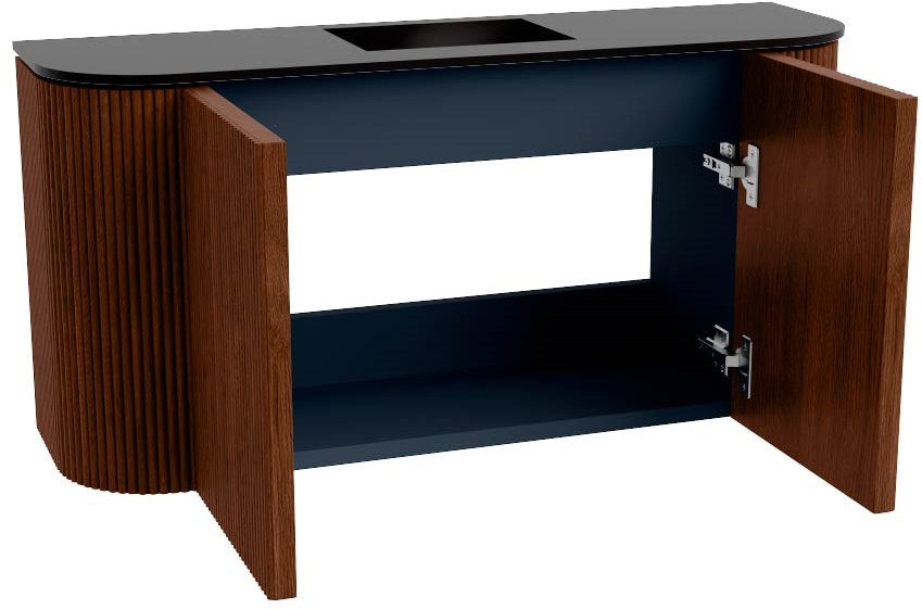 JOYA 83,2cm toiletmeubel ronding links + rechts kleur Ruby. Wastafel FAYE positie Midden 1 kraangat kleur Urban.