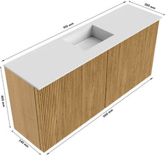 JOYA 90cm toiletmeubel kleur Ruby. Wastafel FAYE positie Midden Zonder kraangat kleur Urban.