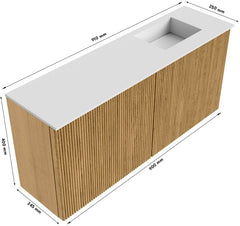 JOYA 90cm toiletmeubel kleur Dusk. Wastafel FAYE positie Rechts Zonder kraangat kleur Urban.