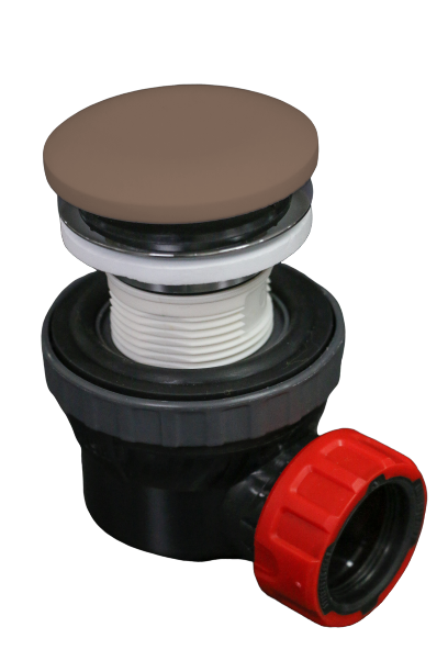 MONDIAZ Ruimte besparende click sifon 6,7cm hoog Solid surface rond Smoke
