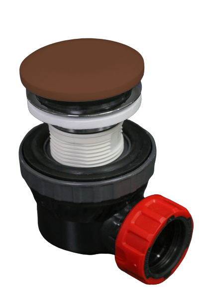 MONDIAZ Ruimte besparende click sifon 6,7cm hoog Solid surface rond Rust