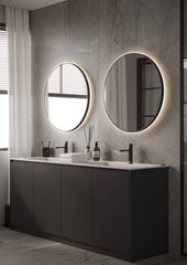 Martens Design Miami Beach Beach spiegel 100cm - LED verlichting rondom - Mat Zwart - MIAMI1000