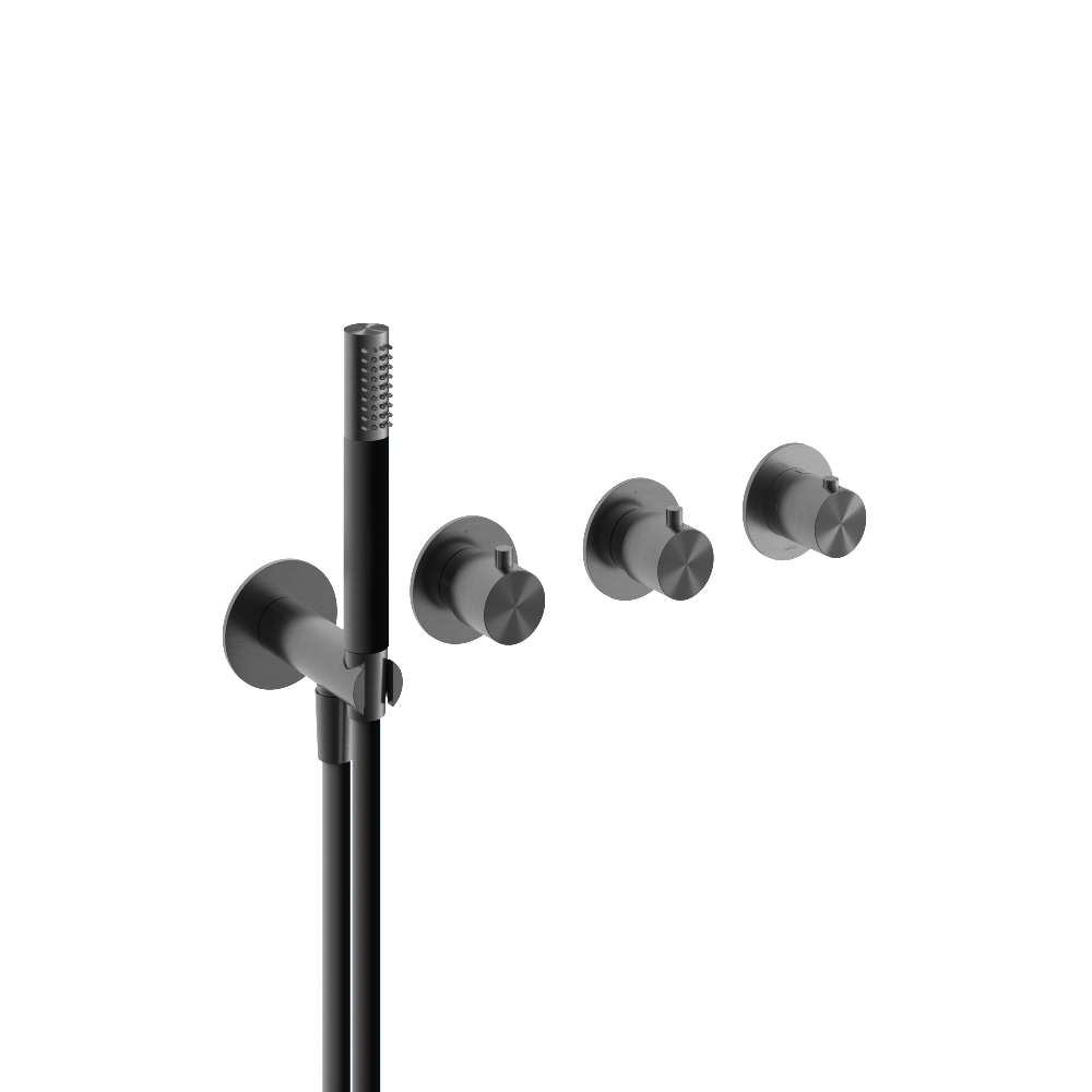 Hotbath Archie AR7071EXTIX afbouwdeel - inbouw bad/douche thermostaat 2 stopkranen zonder uitloop - RVS316 - Geborsteld Gunmetal PVD