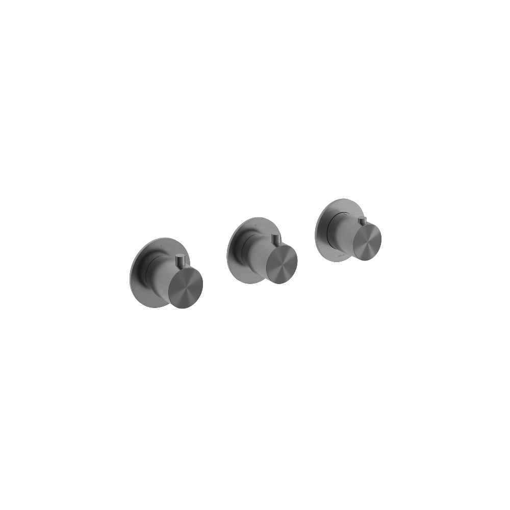 Hotbath Archie AR7067 inbouw douchethermostaat met 2 stopkranen horizontaal/verticaal RVS 316 - Geborsteld Gunmetal PVD