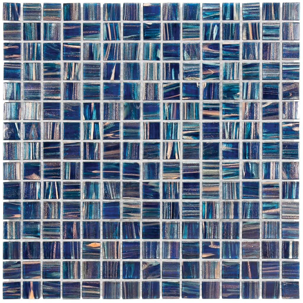 The Mosaic Factory Amsterdam Mozaiek Tegel Vierkant - Donker blauw Glas Goud Serie 322x322 mm