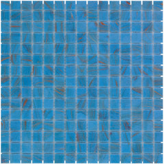 The Mosaic Factory Amsterdam Mozaiek Tegel Vierkant - Licht Blauw Glas Goud Serie 322x322 mm