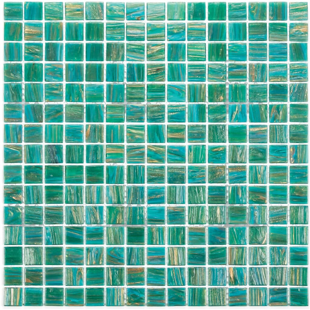 The Mosaic Factory Amsterdam Mozaiek Tegel Vierkant - Turquoise Glas Goud Serie 322x322 mm