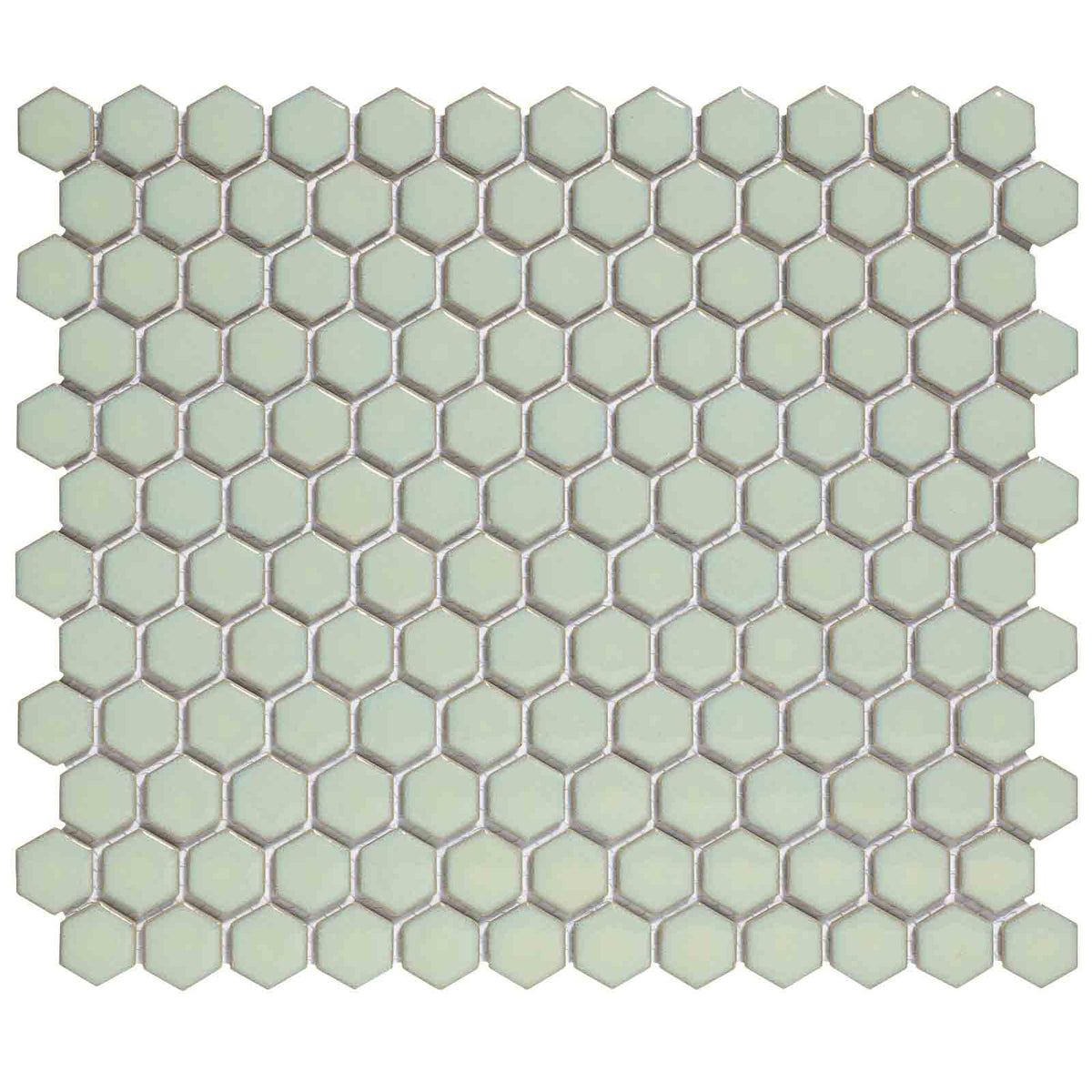 The Mosaic Factory Barcelona Mozaiek Tegel Hexagon - Licht groen met rand Porselein Geglazuurd 260x300 mm
