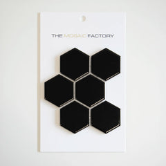 The Mosaic Factory Barcelona Mozaiek Tegel Hexagon - Zwart Porselein Geglazuurd 281x325 mm