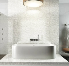 The Mosaic Factory Bianco Marmer Hexagon - Marmer Geprint op Gerecycled Glas, 276x329 mm