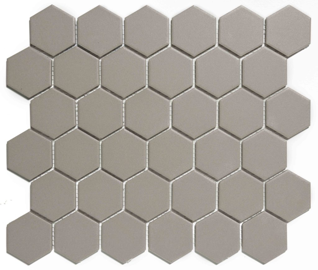 The Mosaic Factory London Mozaiek Tegel Hexagon - Grijs Porselein Ongeglazuurd, R11 281x325 mm