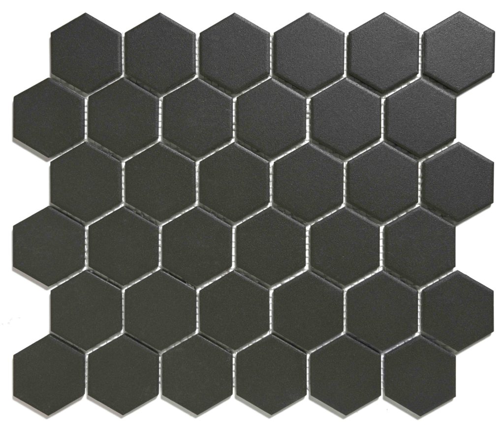 The Mosaic Factory London Mozaiek Tegel Hexagon - Zwart Porselein Ongeglazuurd, R11 281x325 mm