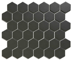 The Mosaic Factory London Mozaiek Tegel Hexagon - Zwart Porselein Ongeglazuurd, R11 281x325 mm