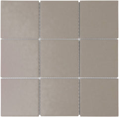 The Mosaic Factory London Mozaiek Tegel Vierkant - Grijs Porselein Ongeglazuurd, R11 95x95x6 mm