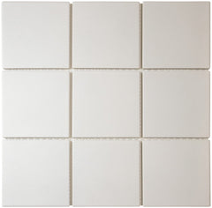 The Mosaic Factory London Mozaiek Tegel Vierkant - Super Wit Porselein Ongeglazuurd, R11 95x95x6 mm