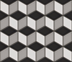 The Mosaic Factory Paris Mozaiek Tegel Cubic - Wit, Grijs, Zwart Mix Porselein Geglazuurd 266x305 mm