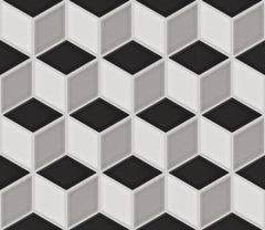 The Mosaic Factory Paris Mozaiek Tegel Cubic - Wit, Grijs, Zwart Mix Porselein Geglazuurd 266x305 mm