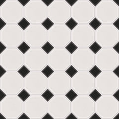 The Mosaic Factory Paris Mozaiek Tegel Octagon - Wit en Zwart Porselein Geglazuurd 295x295 mm