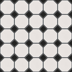 The Mosaic Factory Paris Mozaiek Tegel Octagon - Wit en Zwart Porselein Geglazuurd 295x295 mm