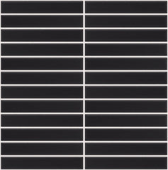 The Mosaic Factory Sevilla Mozaïek Tegel Kitkat Vinger - Zwart Porselein Geglazuurd 296x300 mm