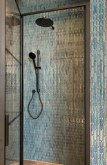 The Mosaic Factory Sevilla Mozaïek Tegel Ovaal Vinger - Azuur Blauw Gespikkeld Porselein Geglazuurd 300x300 mm