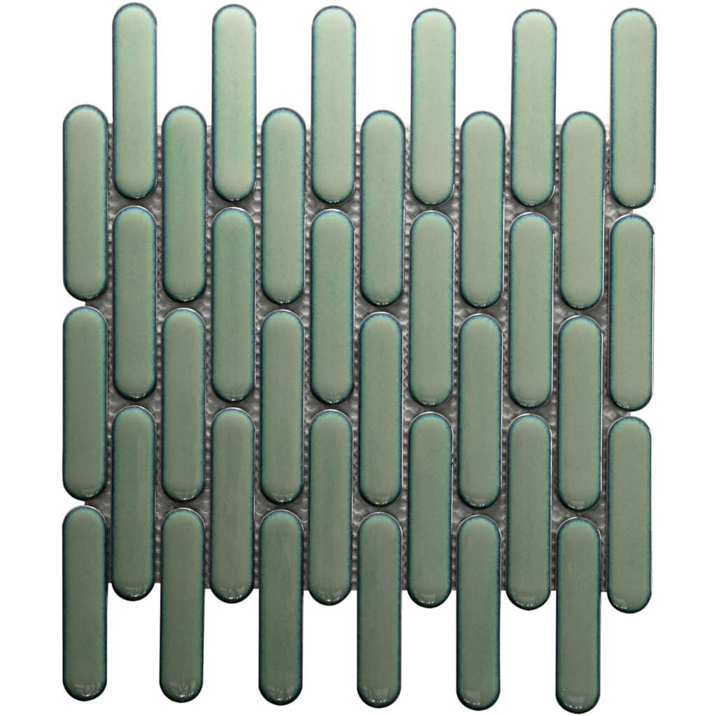 The Mosaic Factory Sevilla Mozaïek Tegel Ovaal Vinger - Licht Groen Gespikkeld Porselein Geglazuurd 300x300 mm