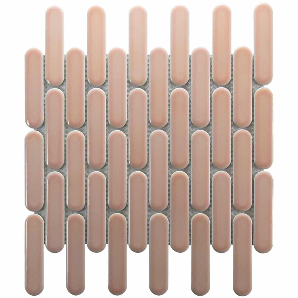 The Mosaic Factory Sevilla Mozaïek Tegel Ovaal Vinger - Roze Porselein Geglazuurd 300x300 mm