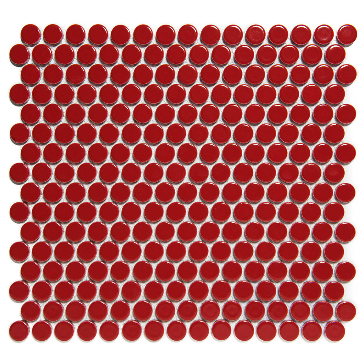 The Mosaic Factory Venice Pennyround Mozaiek Tegel Rond - Rood Porselein Geglazuurd 315x294 mm
